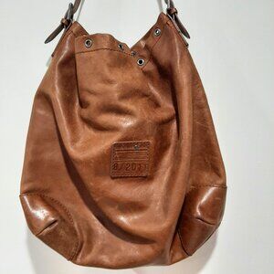 Genuine leather distressed minimalist military grunge oversized bag